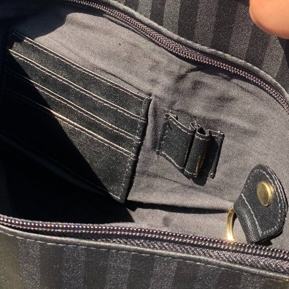 SOLD Vtg JACKSON Black Striped Tote Bag - Picture 6 of 12